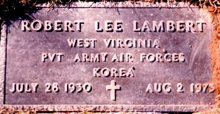 The footstone of Robert Lee Lambert furnished by the U.S.government in recognition of his Air Force service 
